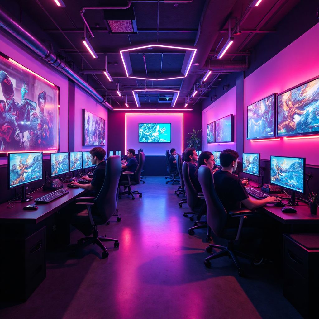 Main gaming area with multiple high-end stations