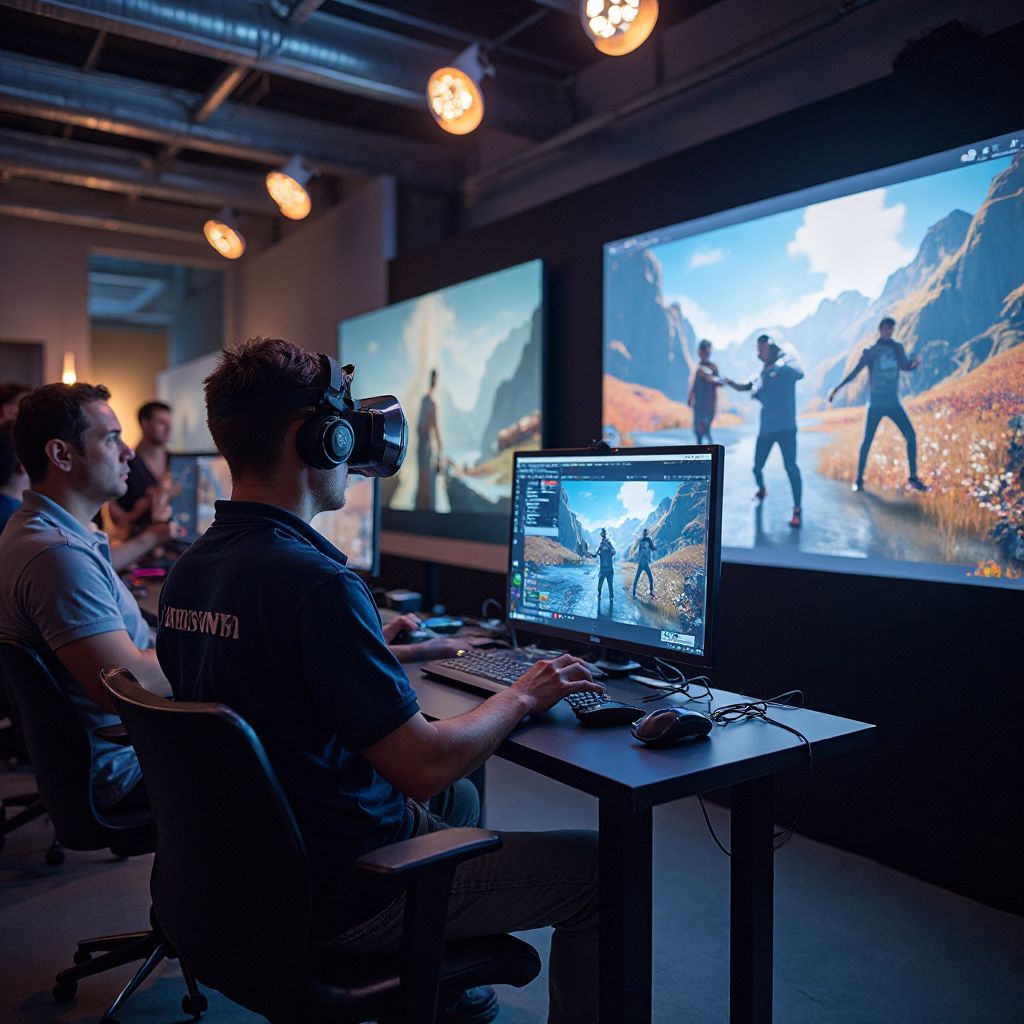 VR gaming zone in action